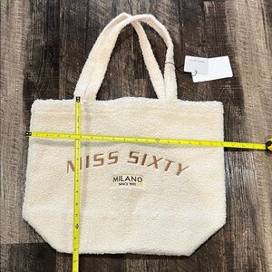 NWT Miss Sixty Cream Sherpa Tote with Embroidered Logo